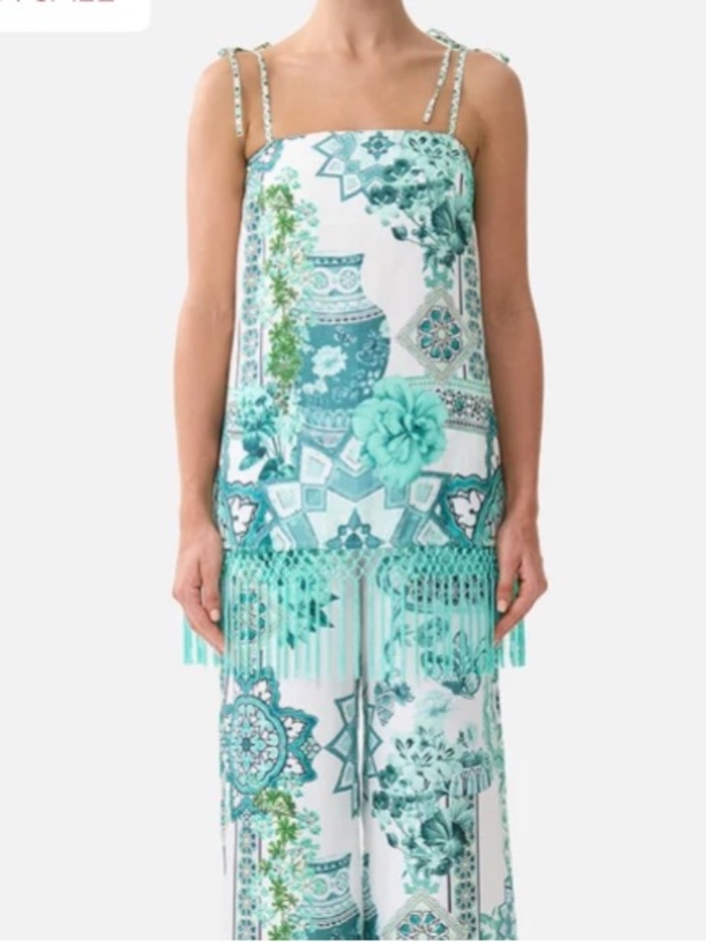 Nwot Camilla
 Scarf top fringe Balearic Bebé print fall party silk $600 boho